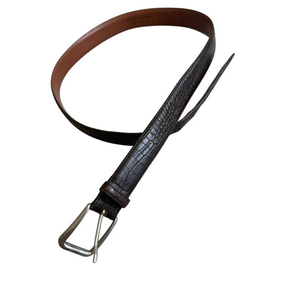 BROOKS BROTHERS Men's 346 Brown Leather Belt size 34 - Picture 3 of 5